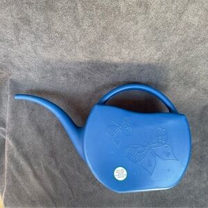 Vintage plastic watering can w/ embossed butterflies blue misco